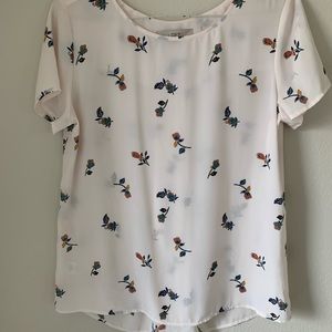 LOFT Flowered Blouse with Crossover Back